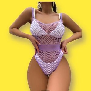 Sexy Cut Out Fishnet Mesh Teddy Bodysuit Sheer One Piece Lingerie Nightwear.